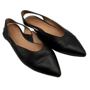 Madewell Leather Sling Back Pointed Toe Flats Size 8 Black